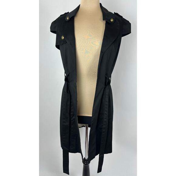 NWT Voom by Joy Han Size Medium Black Cotton Canvas Trench Coat Steampunk Y2K - Picture 8 of 14